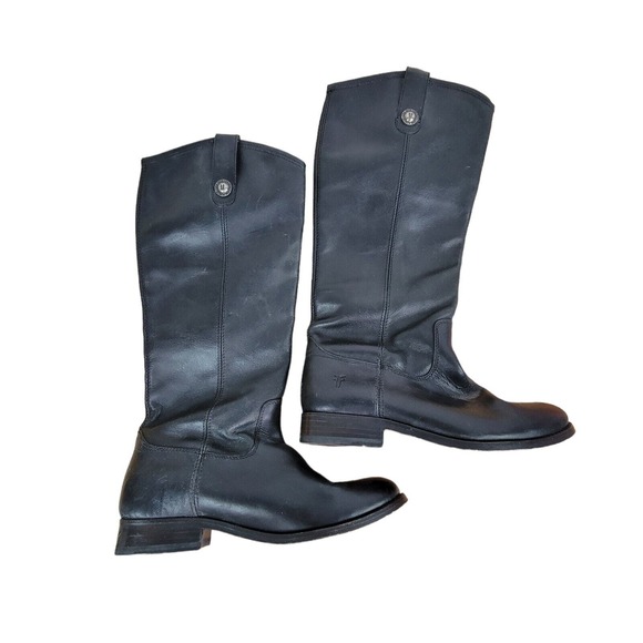 Frye Melissa Button Boots Womens 6B Black Leather Riding Equestrian 77167 Tall - Picture 1 of 8